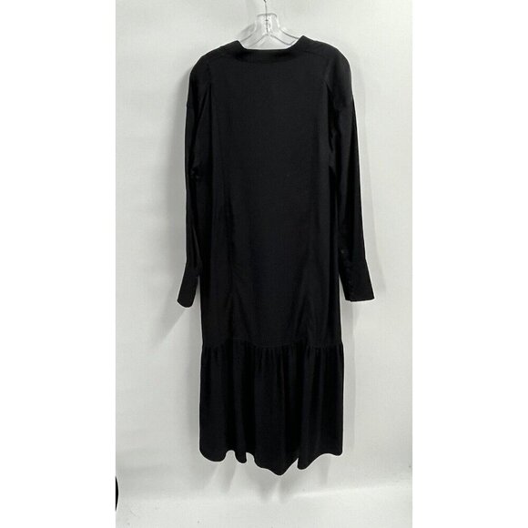 H&M Black Long Sleeve Maxi Dress Ruffles Viscose Sz Small NWT - Picture 7 of 8